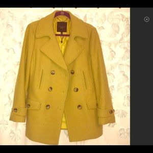 Talbots 14P Woman’s Pea Coat—Mustard Yellow